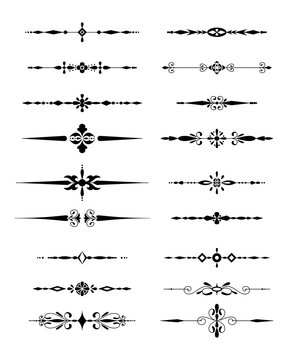 Decorative design element collection traced by hand from own sketch. Dividers set.