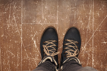  shoes on the old floor