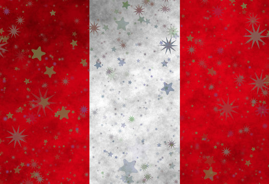 Illustration of a Peruvian flag with stars scattered around