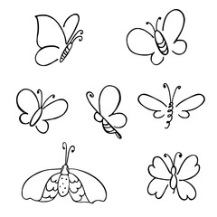 hand drawn butterfly. Vector doodled elements for decoration