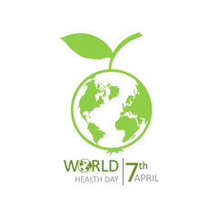 World Health Day lettering. Medical concept with earth. The logo of the World Health Day.