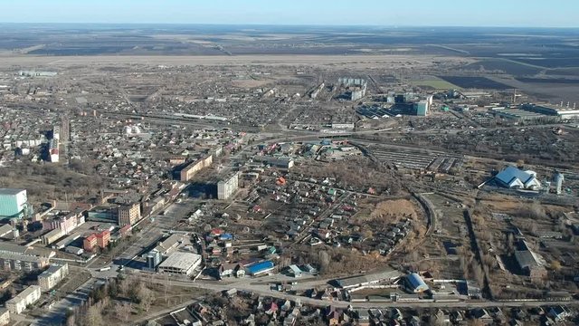 Aerial view on Mirgorod city in eastern Europe, Ukraine