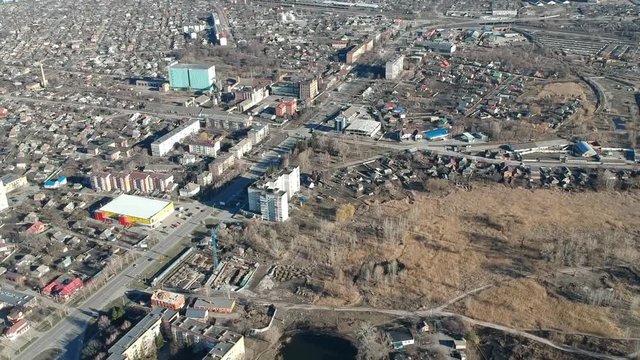 Aerial view on Mirgorod city in eastern Europe, Ukraine