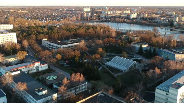 Aerial view on Mirgorod city in eastern Europe, Ukraine