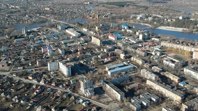 Aerial view on Mirgorod city in eastern Europe, Ukraine