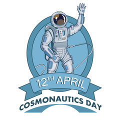 Fototapeta premium Astronaut with helmet. Space cosmonaut in spacesuit. Vector astronaut character.