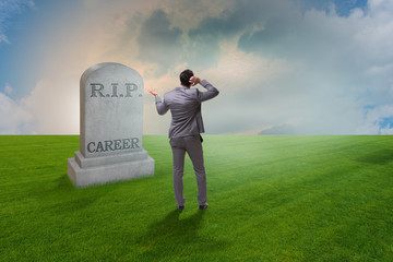 Businessman employee mourning his unsuccessul career