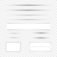 Realistic paper shadow effect set. Web banner. Element for advertising and promotional message isolated on transparent background. Vector illustration.