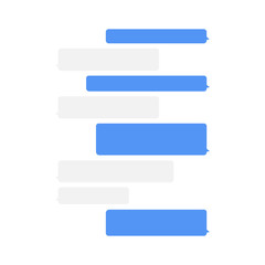 Message empty bubbles. Phone messages template. Web creative tools to express ideas or communicate with friends and family. Flat style cartoon vector illustration isolated on white background.