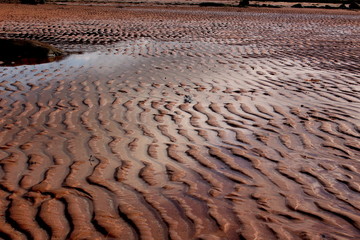 Ardrossan beach at low tide, ripples in the sand