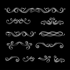 Swirly filigree dividers. Floral lines filigree design elements. Vector. Scroll decorative elements.