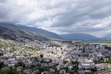 Panorama of Gjirokaster city. Albania.
