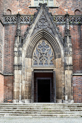 The gothic portal of the church in Legnica in Poland.