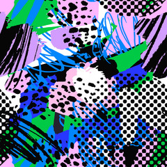  Seamless urban funky textile pattern