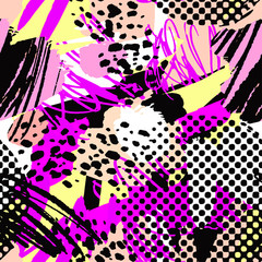  Seamless urban funky textile pattern