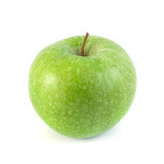 one green apple isolated on a white background