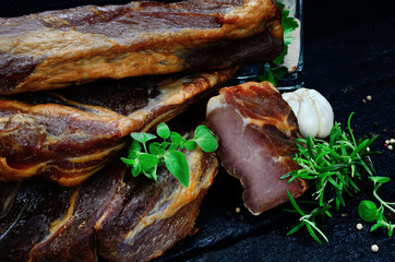 smoked meat on table