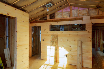 Construction of a new wooden house of wooden walls