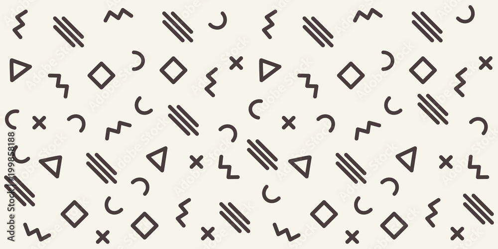 Poster abstract geometric pattern with different outline shapes. seamless vector background. monochrome tex