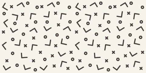 Abstract geometric pattern with different outlined shapes. Seamless vector background. Monochrome texture