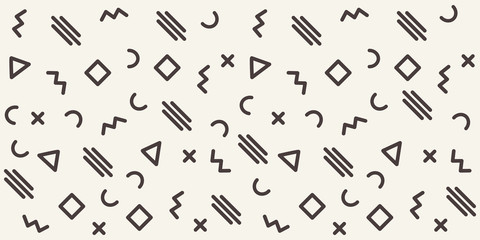 Abstract geometric pattern with different outline shapes. Seamless vector background. Monochrome texture