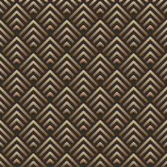 Abstract geometric vintage background pattern inspired in art deco. Vector Shapes made of golden lines.