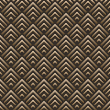 Abstract geometric vintage background pattern inspired in art deco. Vector Shapes made of golden lines.