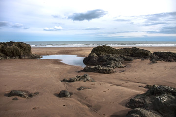 Fototapeta na wymiar St Cyrus beach, Angus, Aberdeenshire, Scotland, UK.