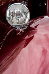 Antique car fender with headlight