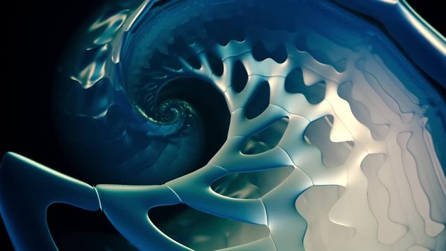 3D Fractal Visualization of an abstract form resembling a mushroom serpent spiral sea thing.