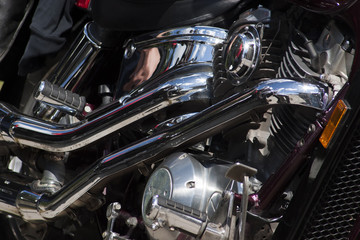 Fototapeta premium Shiny chrome motorcycle engine block Chopper.