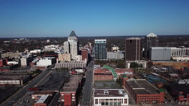 Dollyshot of Greensboro skyline