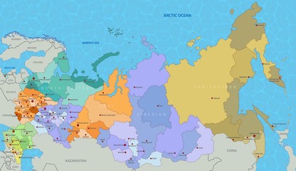 Fototapeta premium Mapa Rosji