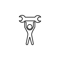 man holds a wrench icon. Element of Car sales and repair for mobile concept and web apps. Thin line  icon for website design and development, app development. Premium icon