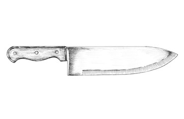 Hand drawn cooking knife
