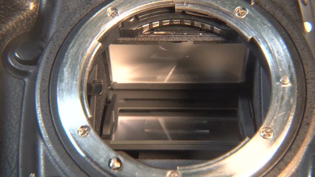 The matrix of the camera. The shutter of the camera is working