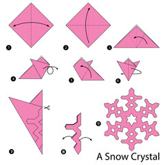 step by step instructions how to make origami A Snow Crystal