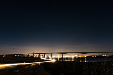 Long exposure picture of Bridge and city in a distance