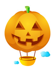 Vector icon pumkin hot air balloon 