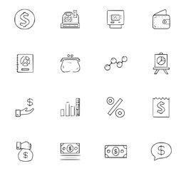 Doodle Business icons set