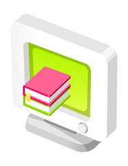 Vector icon computer and book