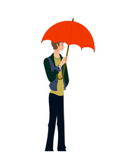 Side view of man holding umbrella