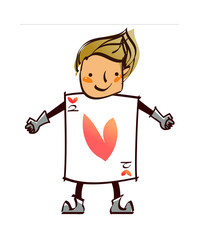 Close-up of boy wearing card