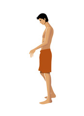Side view of man wearing towel