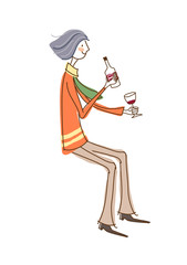 Side view of man holding wineglass