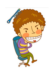 Close-up of boy sitting on chair