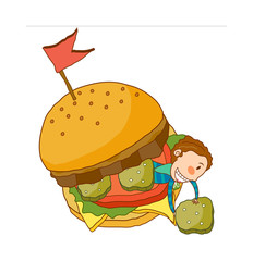 Close-up of boy sitting in burger