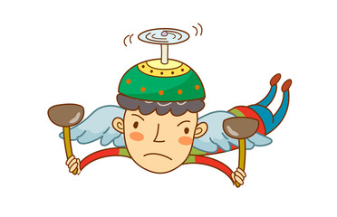 Close-up of boy flying