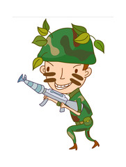 Side view of man holding gun