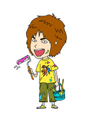 Close-up of boy holding brush